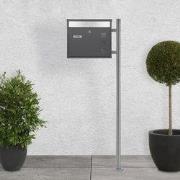 Brievenbus met krantenvak 36x31,5x11,5 cm antraciet roestvrij staal