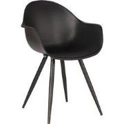 LABEL51 Eetkamerstoel Luca - Zwart - Kunststof - Zwart Metalen Frame