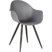 LABEL51 Eetkamerstoel Luca - Antraciet - Kunststof - Zwart Metalen Fra...