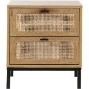 Nachtkastje met 2 Laden en Rieten Kap - L45 x P35 x H51cmH51cm - JAYA