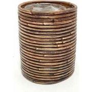 Bloempot Rond Rotan Stripe D14H18Cm Brons