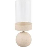 PTMD Windlicht Cheska - 12x12x33 cm - Ijzer - Creme