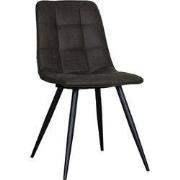 LABEL51 Eetkamerstoel Bistro - Antraciet - Micro Suede - Black Frame