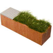 Florisa Rechthoekige cortenstaal plantenbak met Padouk zitbank L150 x ...