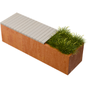 Florisa Rechthoekige cortenstaal plantenbak met Padouk zitbank L150 x ...