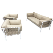 Set van 2 Linda lage fauteuils camel/safari en een Linda lage bank cam...