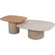 Taste Demi set van 2 coffee tafels keramiek print & teak latte 50 x 60...