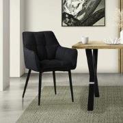 Zwarte eetkamerstoel van badstof met dik gestoffeerde zitting ML desig...