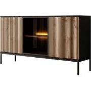 Meubella - Dressoir Legend - Mat zwart - Eiken - 154 cm