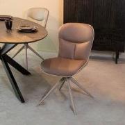 LABEL51 Eetkamerstoel Thorben - Bruin - Microvezel - Taupe Metalen Fra...