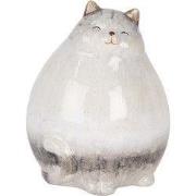 Clayre & Eef Decoratie Beeld Kat Grijs Keramiek
