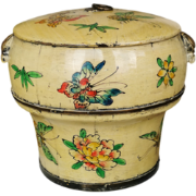 Fine Asianliving Antiek Chinese Houten Rijst Pot met Deksel Licht Geel