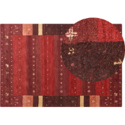 SINANLI - Modern vloerkleed - Donkerrood - 140 x 200 cm - Wol