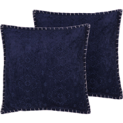 MELUR  - Sierkussen set van 2 - Donkerblauw - 45 x 45 cm - Katoen