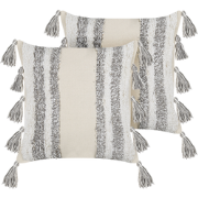 HELICONIA  - Sierkussen set van 2 - Grijs - 45 x 45 cm - Katoen