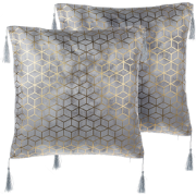 CAMELLIA  - Sierkussen set van 2 - Zilver - 45 x 45 cm - Polyester