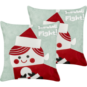 PUDDING - Sierkussen set van 2 - Rood/Groen - 45 x 45 cm - Katoen