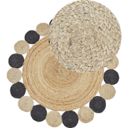 VOSTAN - Vloerkleed - Zwart - Ã¸ 140 cm - Jute