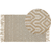 POZANTI - Laagpolig vloerkleed - Lichtbeige - 50 x 80 cm - Katoen