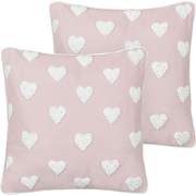 GAZANIA - Sierkussen set van 2 - Pastelroze - 45 x 45 cm - Katoen