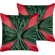 MARSHMALLOW - Sierkussen set 2 - Rood/Groen - 45 x 45 cm - Fluweel