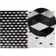 MALDAN - Patchwork vloerkleed - Wit/Zwart - 140 x 200 cm - Koeienhuid