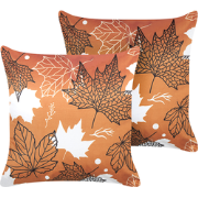 POINSETTIA  - Sierkussen set van 2 - Oranje - 45 x 45 cm - Fluweel