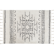KHOURIBGA - Laagpolig vloerkleed - Zwart/Wit - 160 x 230 cm - Katoen