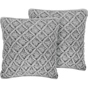 KIZKALESI  - Sierkussen set van 2 - Grijs - 45 x 40 cm - Katoen