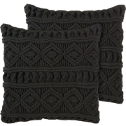 MUDANYA - Sierkussen set van 2 - Zwart - 45 x 45 cm - Katoen
