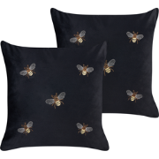 TALINUM - Sierkussen set van 2 - Zwart - 45 x 45 cm - Polyester