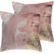 LANTANA  - Sierkussen set van 2 - Roze - 45 x 45 cm - Polyester