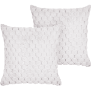 PURSLANE - Set van 2 kussens - Gebroken wit - 43 x 43 cm - Nepbont