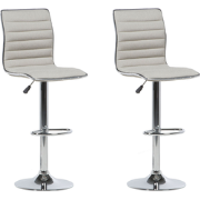 LUCERNE - Barkruk verstelbaar set van 2 - Lichtbeige - Polyester