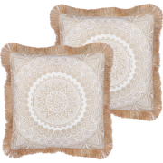 GERANIUM - Sierkussen set van 2 - Zandbeige - 45 x 45 cm - Polyester