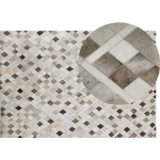 HIRKA - Laagpolig vloerkleed - Grijs - 140 x 200 cm - Koeienhuid leer