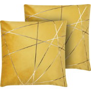 PINUS  - Sierkussen set van 2 - Geel - 45 x 45 cm - Fluweel