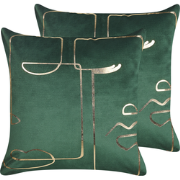 PHILODENDRON  - Sierkussen set van 2 - Groen - 45 x 45 cm - Fluweel