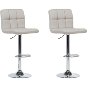 MARION - Barkruk verstelbaar - Lichtbeige - Polyester