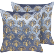 PANDOREA - Sierkussen set van 2 - Paars/Goud- 45 x 45 cm - Fluweel