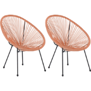 ACAPULCO  - Tuinstoel set van 2 - Oranje - PE rotan