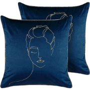 CROCUS  - Sierkussen set van 2 - Donkerblauw - 45 x 45 cm - Fluweel