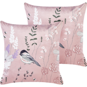 CYCLAMEN - Sierkussen set van 2 - Pastelroze - 45 x 45 cm - Fluweel