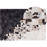 KEMAH - Patchwork vloerkleed - Zwart - 140 x 200 cm - Koeienhuid leer