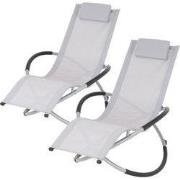 Aluminium schommelbank met hoofdsteun creme, 155x45x125 cm, polyester