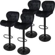 Set van 2 barkrukken 2x zwart fluwelen bekleding met rugleuning en voe...