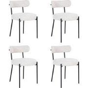 QUVIO Eetkamerstoelen Leanne - Bouclé - Staal - Wit - Set van 4