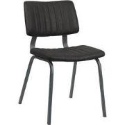 LABEL51 Eetkamerstoel Gusto - Zwart - PU-Leder - Zwart Metalen Frame