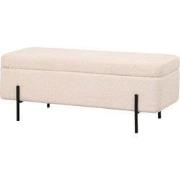 Opbergbank Beige Bouclé - 110x45x40cm - Zithoogte 40cm - Jari