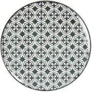 Clayre & Eef Dinerbord Ø 26 cm Zwart Wit Keramiek
